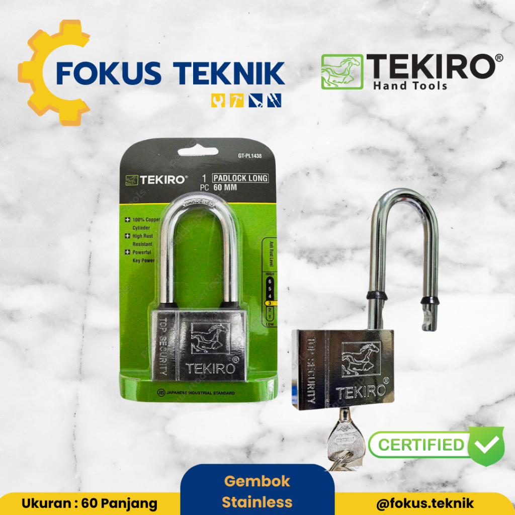 Tekiro Kunci Gembok 60mm Leher Panjang / Gembok Rumah Pagar 60 mm