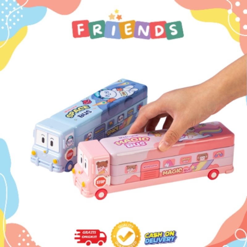 

CNC Kids - Tempat Pensil Anak Laki-Laki Perempuan Model Bus 2 Susun Magic Bus Space Bus
