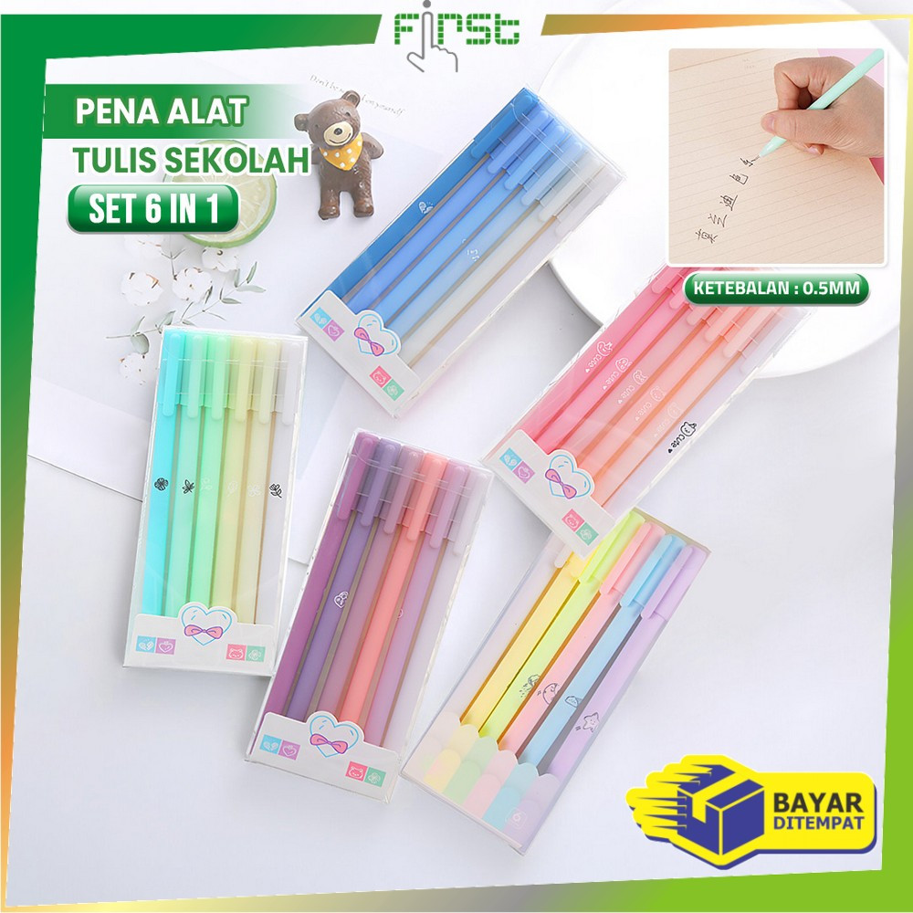 

FH-A48 Pulpen Gel 6IN1 Motif Polos Warna Pastel Gaya Korea / Alat Tulis Pena Cair 0.5mm / Pena Rainbow Perlengkapan Sekolah Import