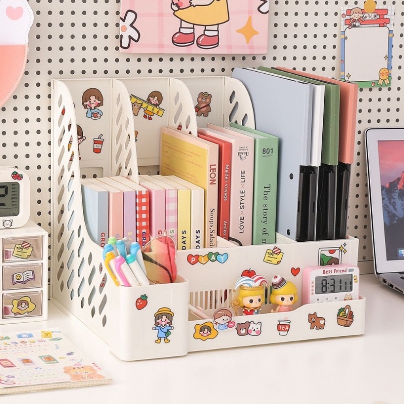 4 warna rak buku partisi organizer meja set alat tulis rak buku tanpa stiker organizer file buku mej