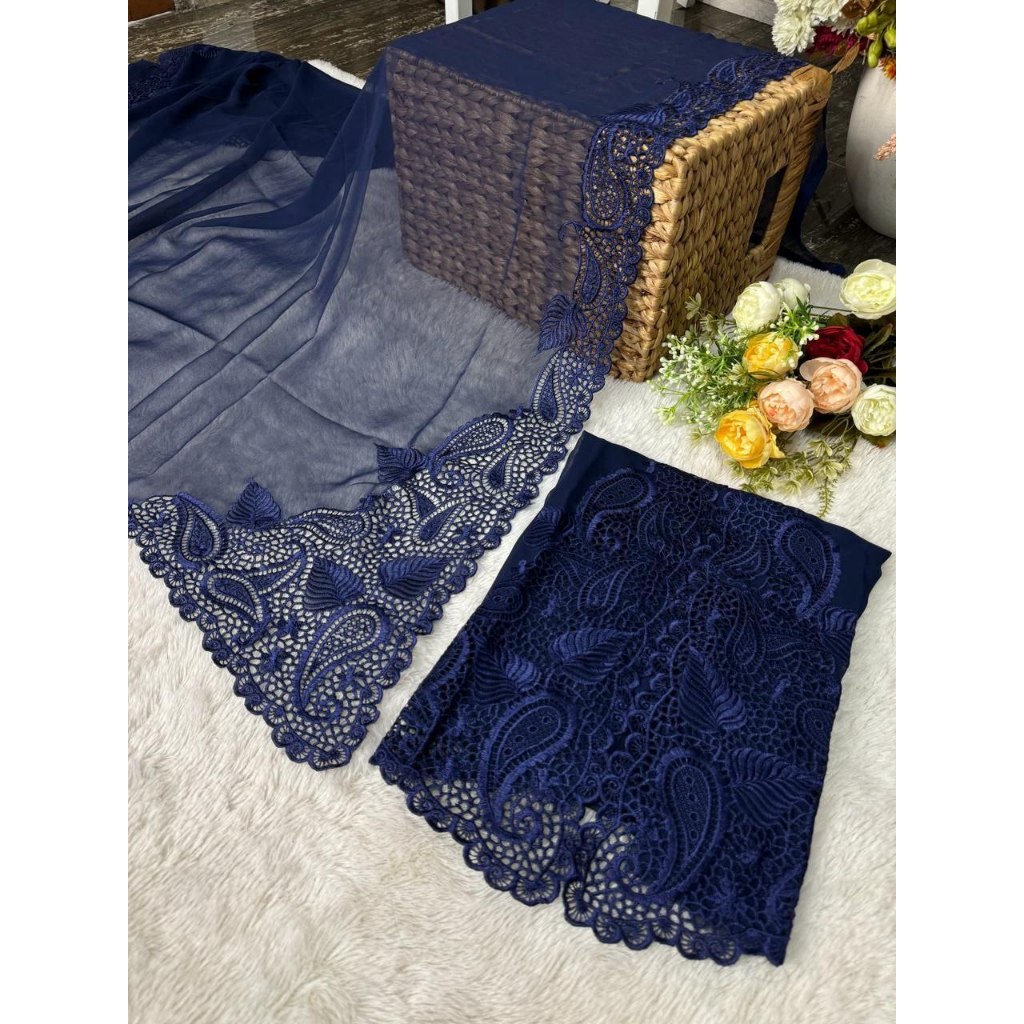 Kain Lembaran Kebaya Sifon Bordir Bahan Super Lembut dan Halus Bahan Bali Modern