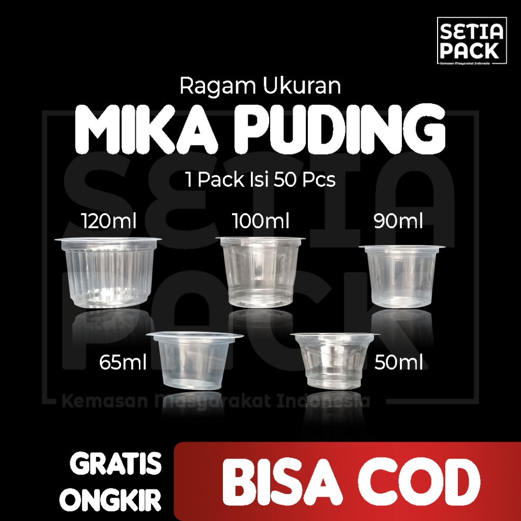 Cup sauce puding jelly saos container 120ml, 100ml, 90ml, 65ml, 50ml Per Pack