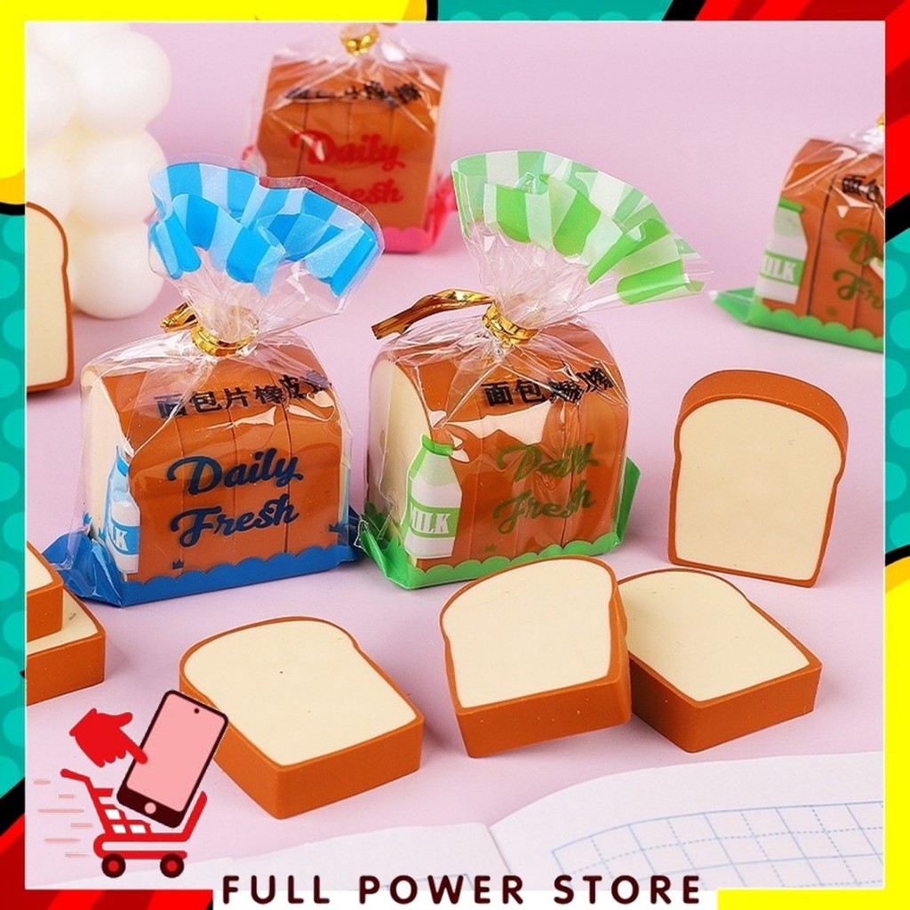 

FPS - Penghapus Pensil Karakter Roti Tawar Isi 4Pcs Eraser Toast Bread Hapusan Sekolah Korean Style Penghapus Pensil Lucu Bentuk Roti Panggang 4 Pcs t