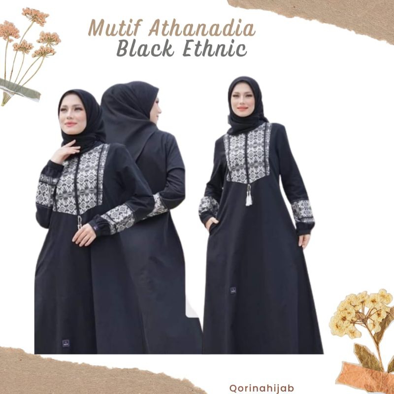 Baju gamis mutif / mutif athanadia / gamis manasik / gamis hitam / gamis kondangan