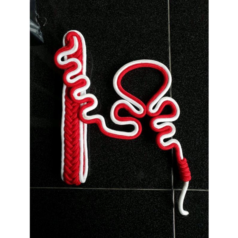 Tali komando merah lis putih tali kur taruna tali pramuka 2 warna