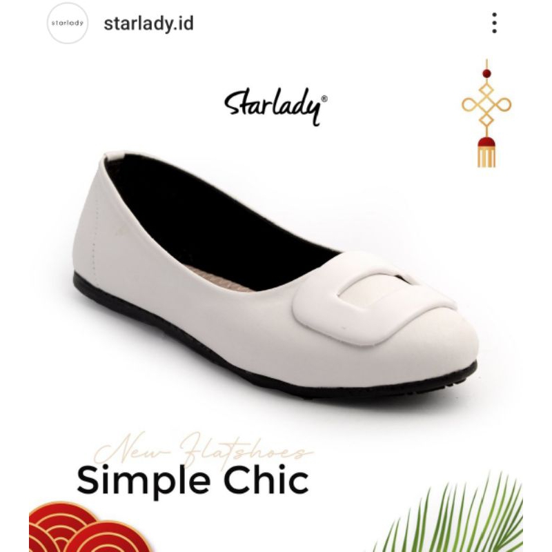 STARLADY Sepatu Flat Shoes Wanita/Remaja Perempuan Evita Putih