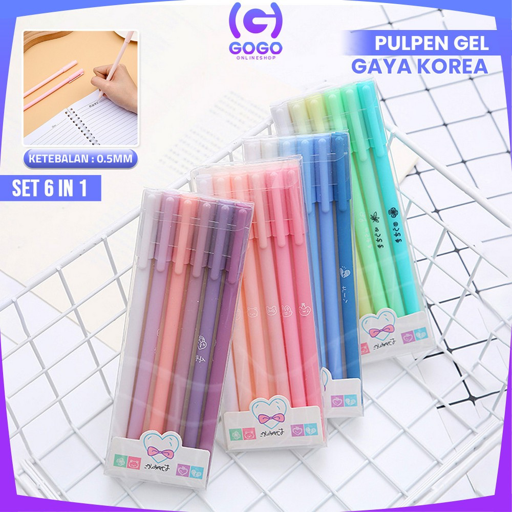 

GOGO-A48 Pulpen Gel 6IN1 Motif Polos Warna Pastel Gaya Korea / Alat Tulis Pena Cair 0.5mm / Pena Rainbow Perlengkapan Sekolah Import