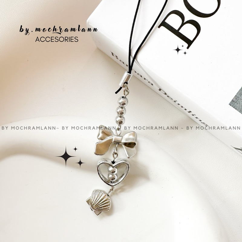 Strap Hp Cute Silver / Strap Phone Y2K Aesthetic Coquette / Tali hp / Souvenir Murah