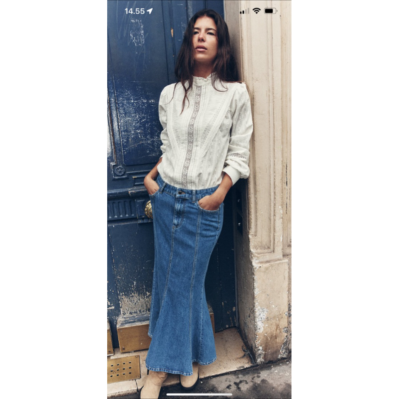 skirt mermaid jeans denim mid waist zara bershka