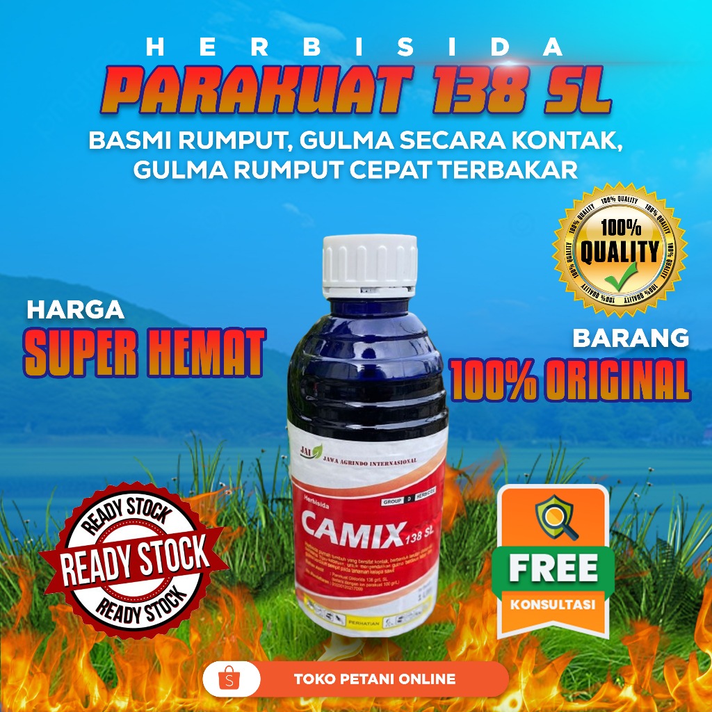 CAMIX 1 Ltr Herbisida Parakuat 138 SL Pembasmi Rumput Gulma untuk sawah, pekarangan rumah, dan kebun