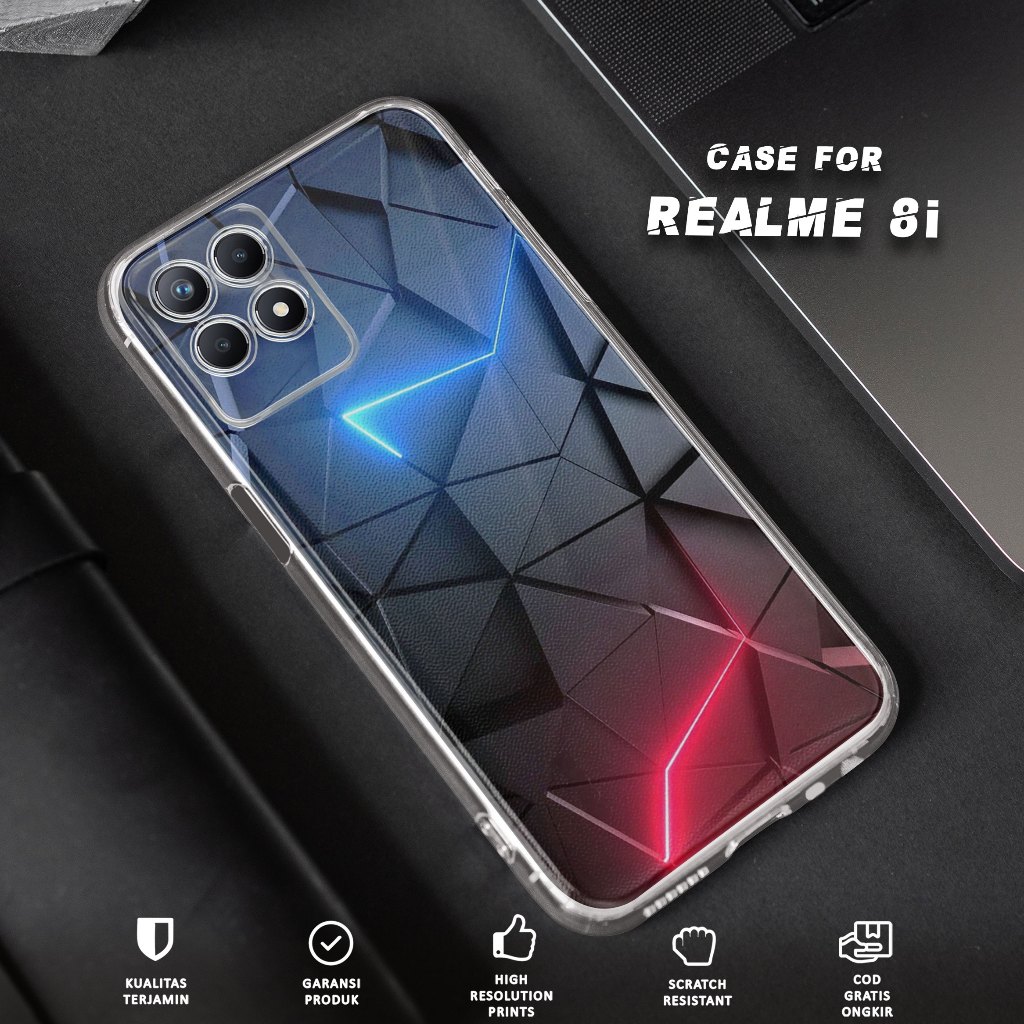 CASE REALME 8i - CASING REALME 8i Motif ABSTRAK - Softcase Premium Fourside - Bening Transparant - S