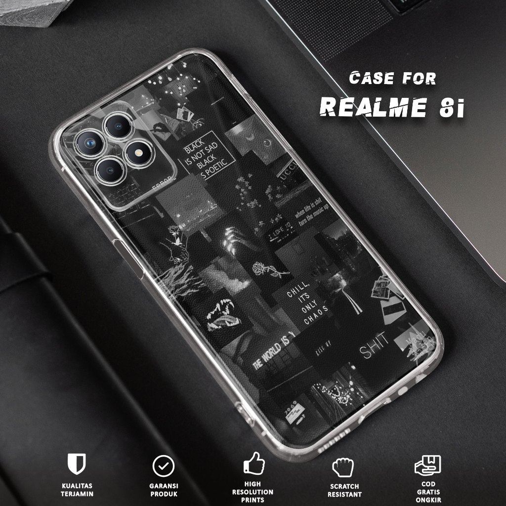 CASE REALME 8i - CASING REALME 8i Motif ART - Softcase Premium Fourside - Bening Transparant - Silik