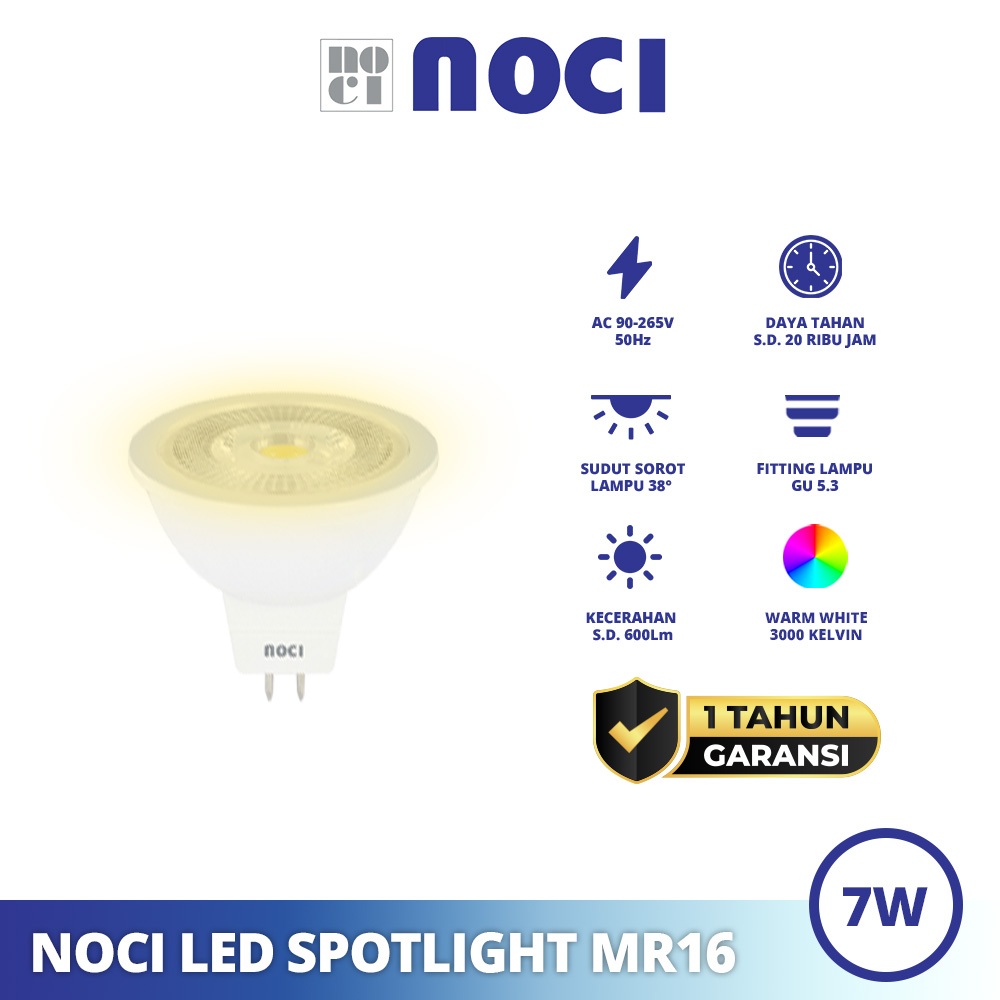 Lampu LED Spotlight MR16 GU 5.3 NOCI 7W 7Watt 3000K Murah / Kuning