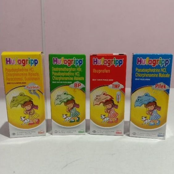 hufagrip syr demam,  flu dan batuk anak 60ml