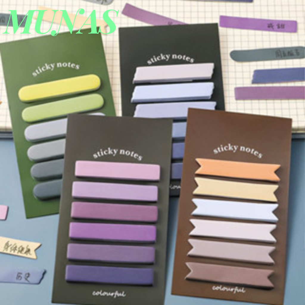 

MUNAS Sticky Note Gradiasi 6in1 Tempelan Kertas Catatan 120 Lembar Kertas Notes Morandi Warna Gradasi Label Indeks Kertas Deco Colourful Diy Jurnal Planner Mini Memo Bookmark Notepad Alat Tulis Kantor Sekolah