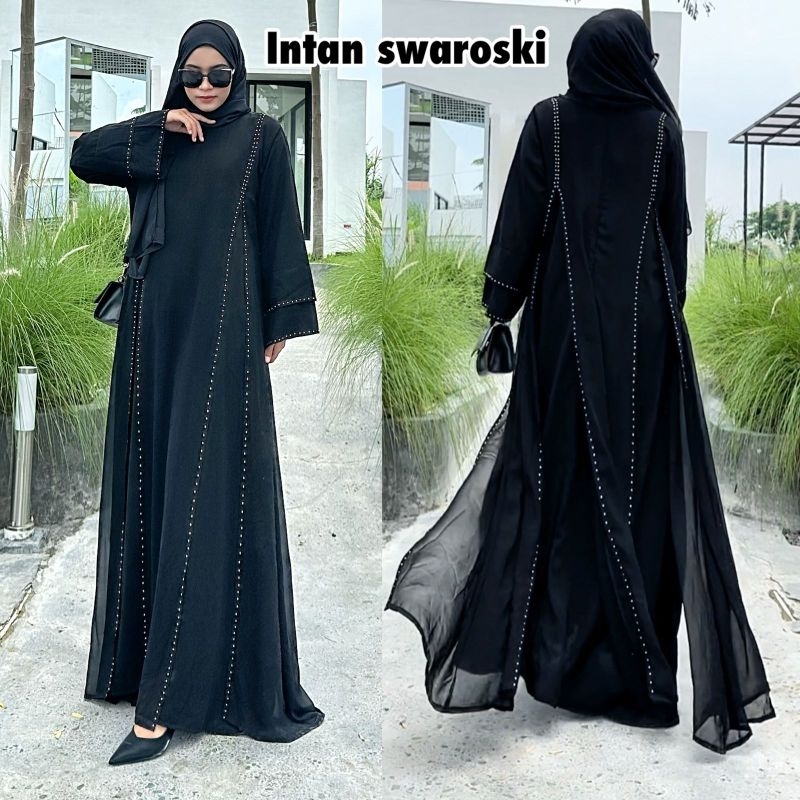 abaya intan 960 gamis arab saudi hitam turkey maxi dres mewah