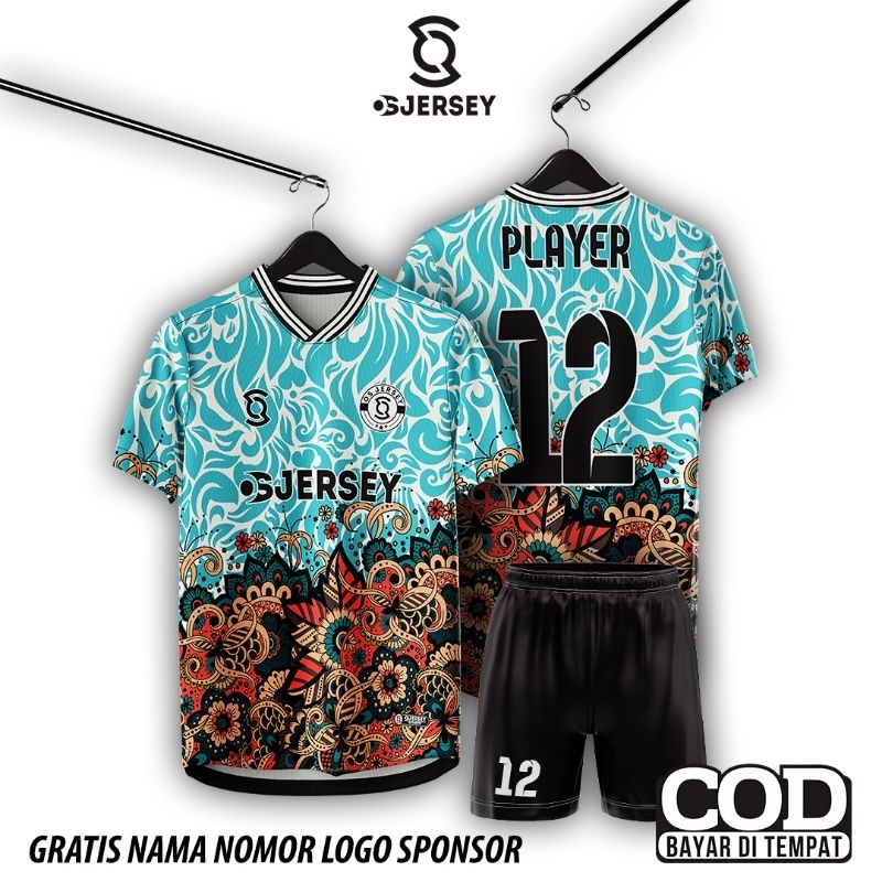 Jersey Futsal Printing Batik Custom Nama Satuan