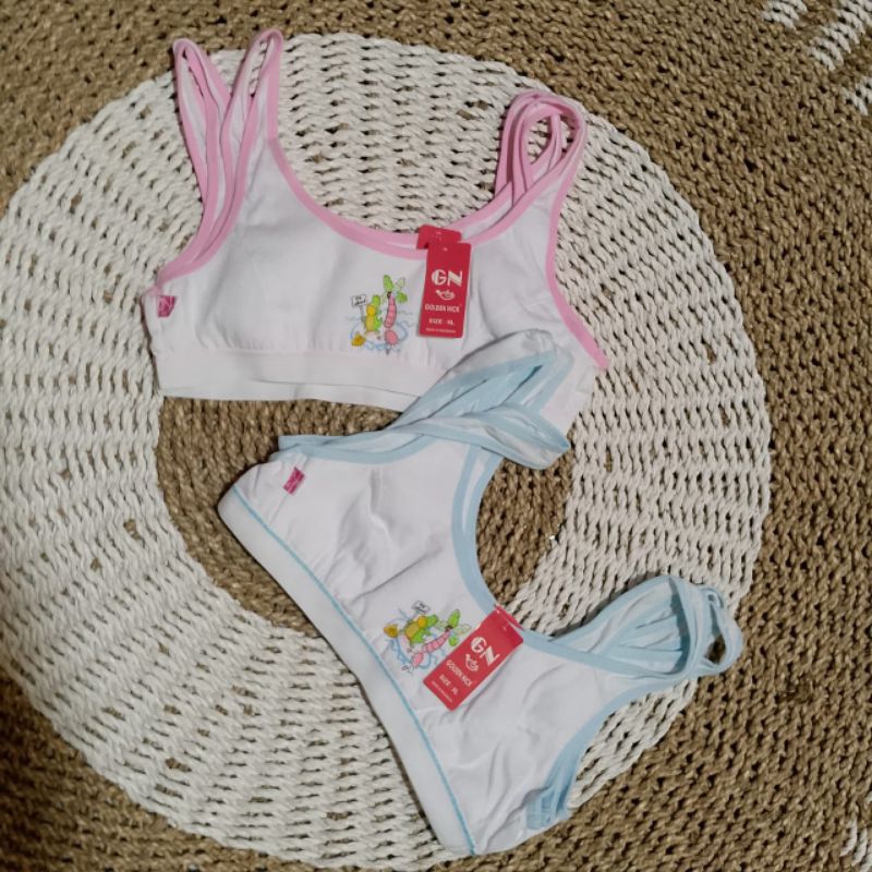 Realpict Miniset anak SD/miniset bh remaja warna putih golden nick