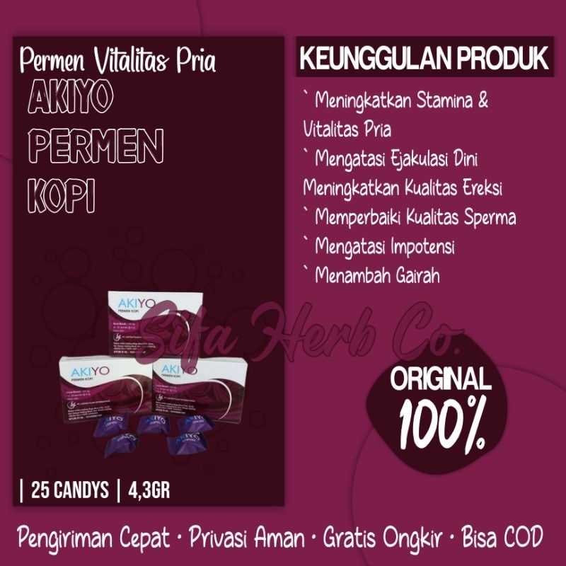 BEST SELLER!! HERB STAMINA PRIA AKIYO™ CANDY PERMEN KOPI ORIGINAL (25 CANDY)