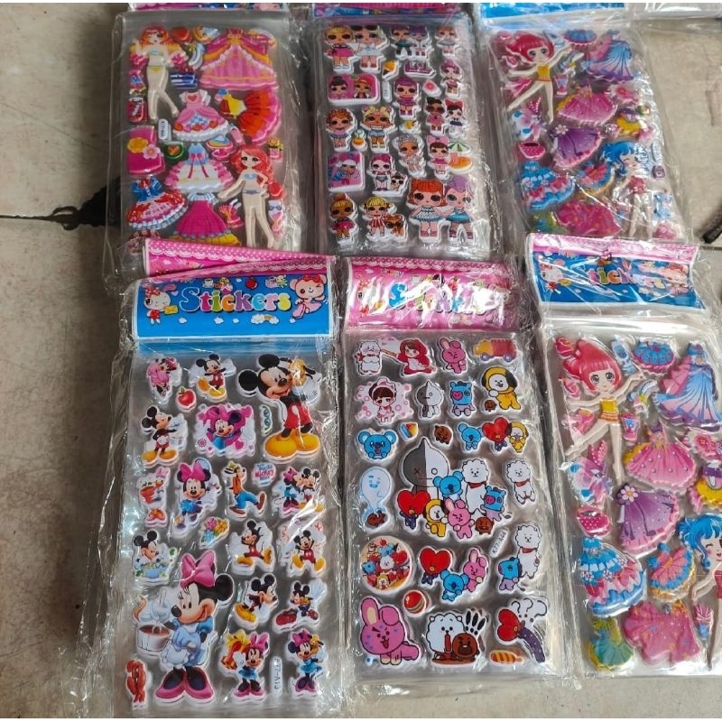 

20 Pcs stiker timbul random/ stiker emboys tanggung uk 17x10 cm / stiker karakter / stiker mainan tempel