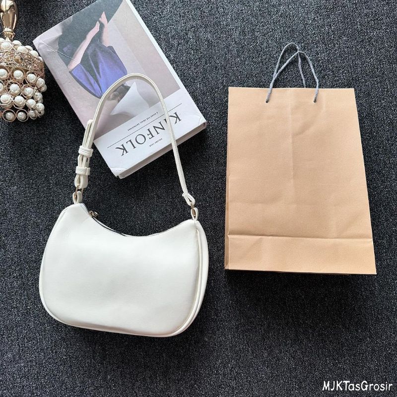 Tas Kosmetik Bahu Wanita Shoulder Bag Kulit Premium Warna Putih
