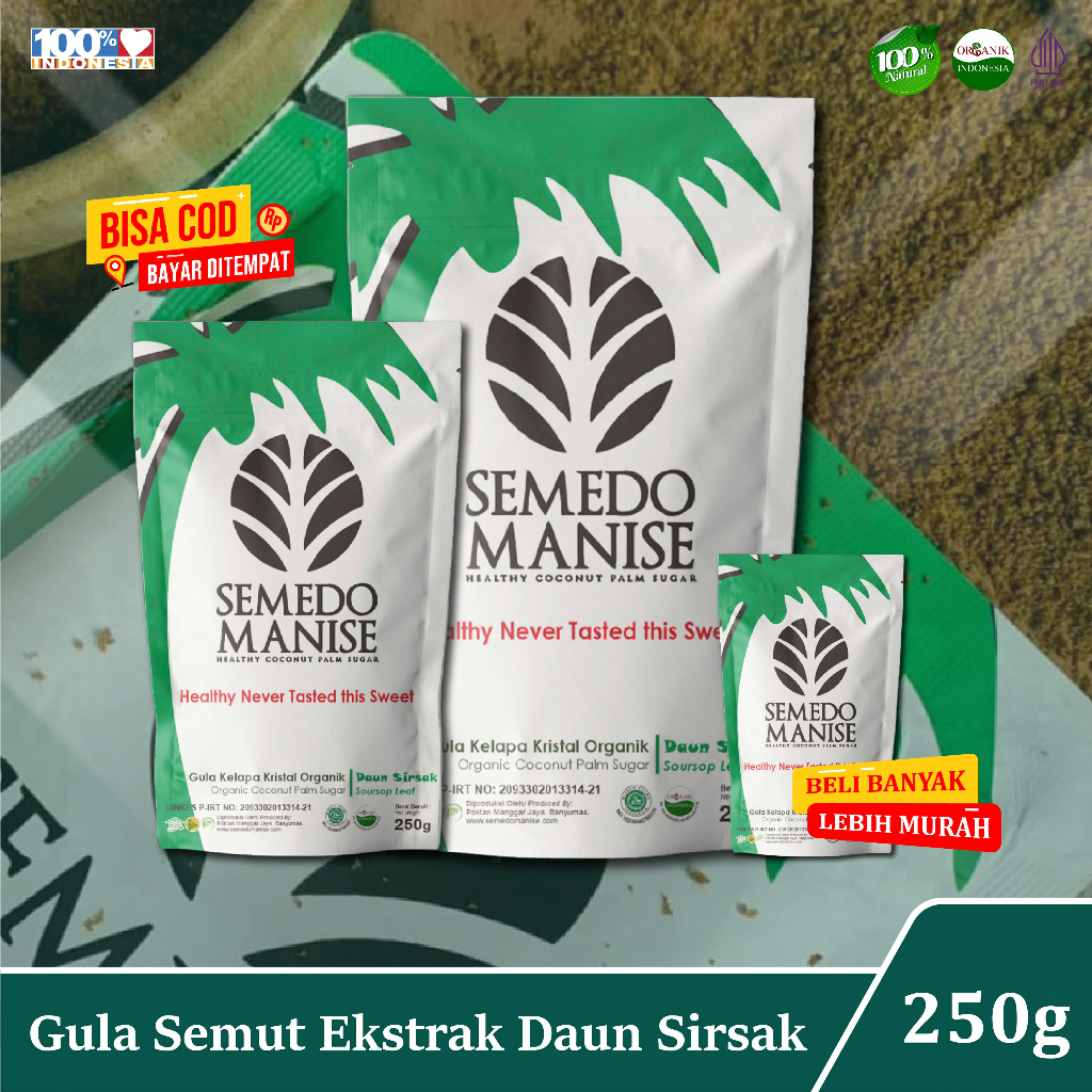 

SEMEDO MANISE - Gula Semut Kelapa Organik Ekstrak Daun Sirsak Murni 100% Tanpa Campuran 250 g