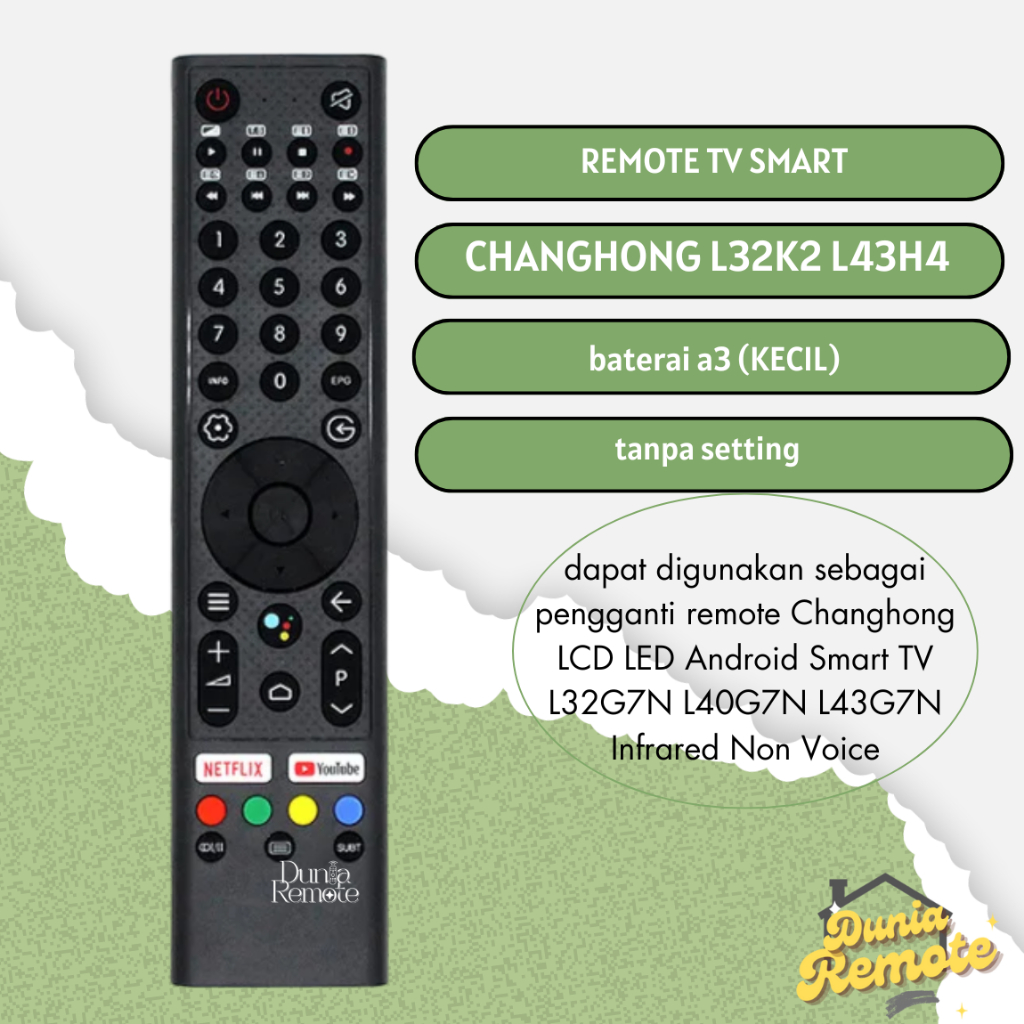 Langsung Connect Remote Remot TV CHANGHONG Smart INFRARED LED LCD  L43H7 U50H7 U55H7 TANPA SETTiNG