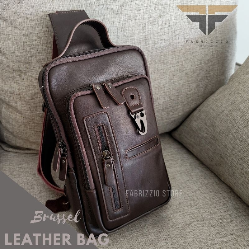 Tas selempang pria kulit asli - Waist bag kulit asli pria