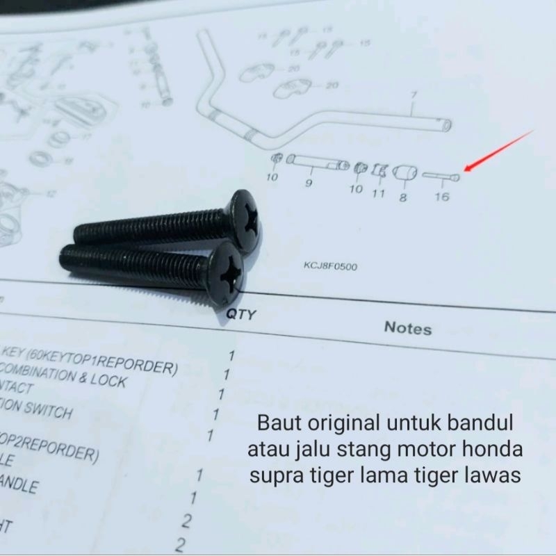 BAUT ORIGINAL UNTUK BANDUL ATAU JALU STANG MOTOR HONDA SUPRA TIGER LAMA TIGER LAWAS