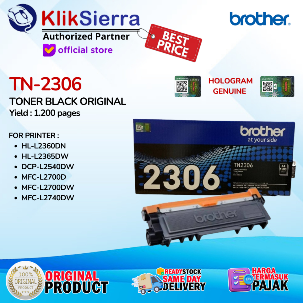 BROTHER Toner TN-2306 | TN2306 Black Original