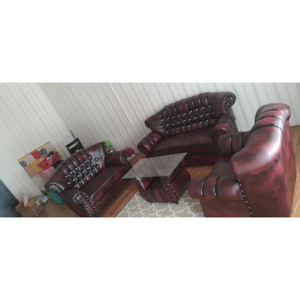 Sofa 321+meja Jaguar Maroon