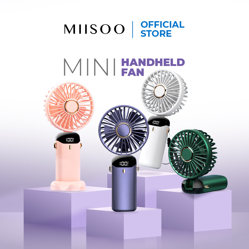 MIISOO Kipas Lipat Mini Kipas Angin Kipas Genggam Kipas Kecil Portable Led Display Kipas Handheld