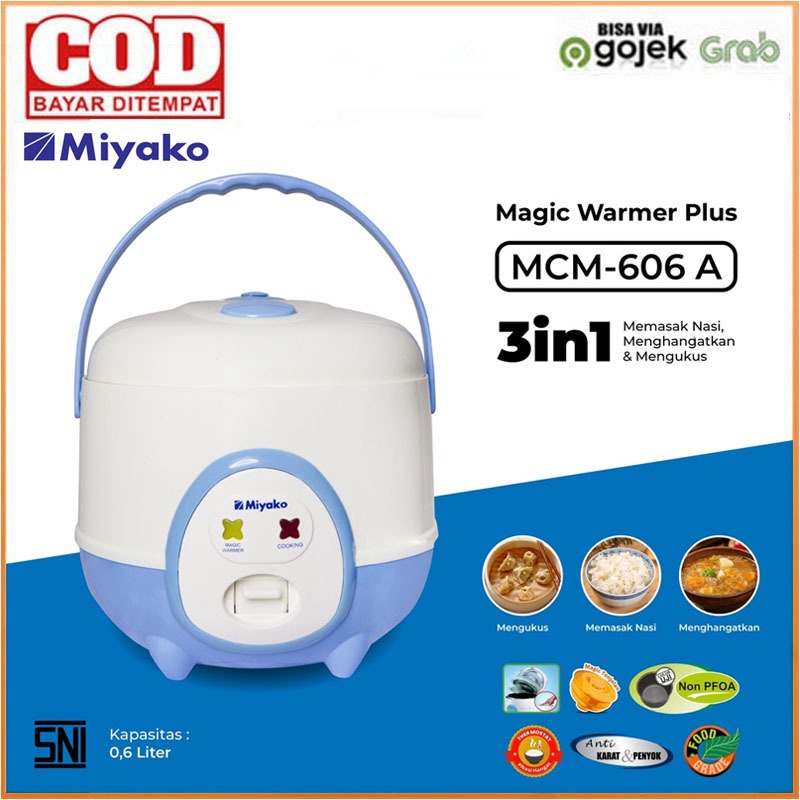 Magic Com Mini Miyako MCM606A Rice Cooker 0.6 Liter - 3in1 Magic Warmer Plus magic com