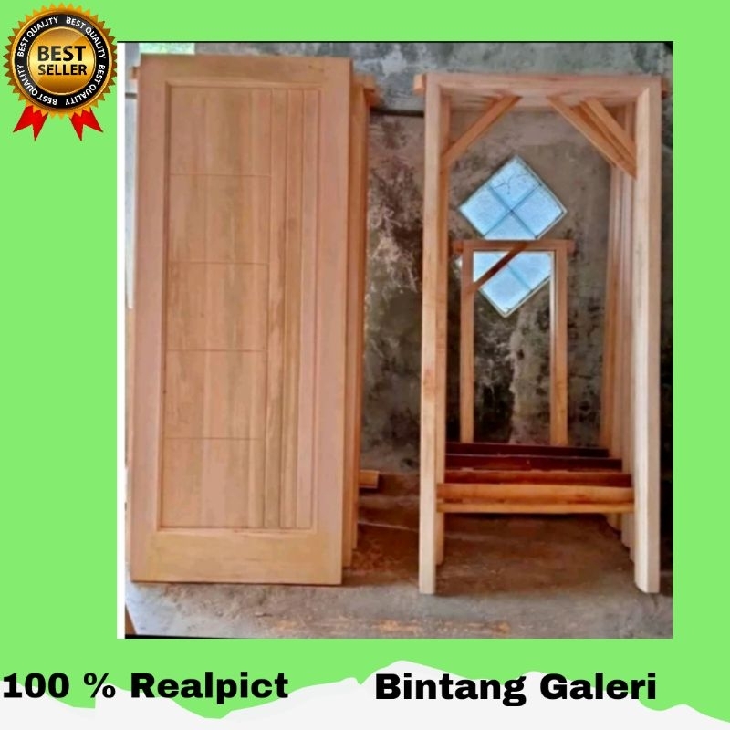 Ready Stok 1 Set Kusen dan Pintu Utama Rumah Pintu Depan Rumah Pintu Kamar minimalis Modern Murah