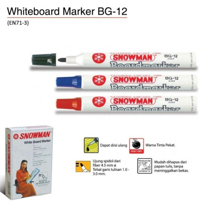 

KODE T4F8 Marker Spidol Snowman Whiteboard BG12 1pak12pcs