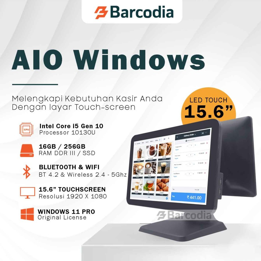 BARCODIA Mesin Iware WD-X1 Pos Pc All In One Core i5 16/256Gb Touchscreen