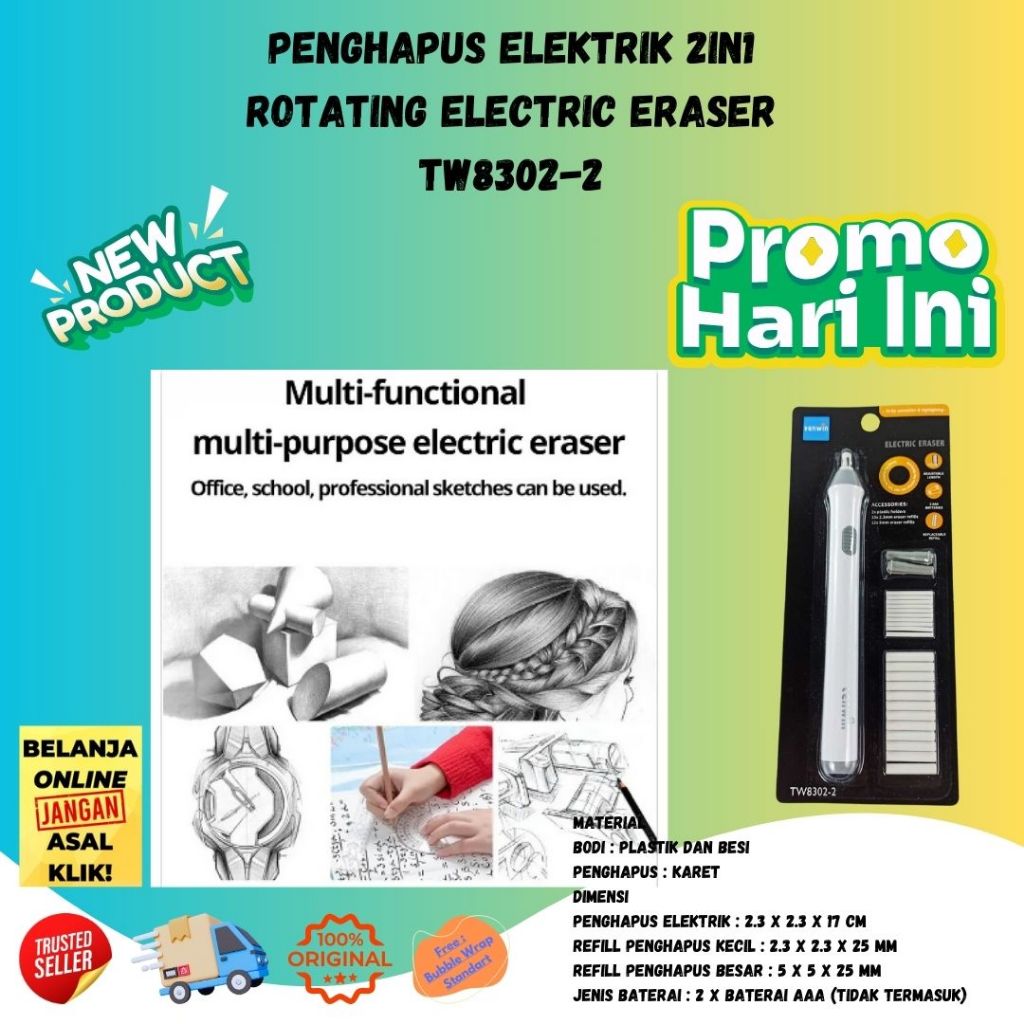 

Penghapus Elektrik Rotating Electric Eraser Model Pulpen Unik Berkualitas