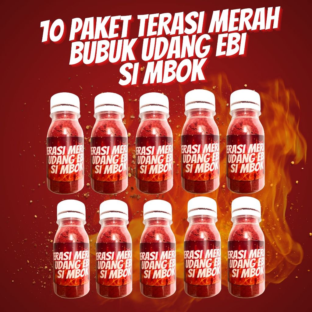 

Terasi Merah Ebi Tabur Bubuk Si Mbok Paket 10 Botol Ukuran 50 GR