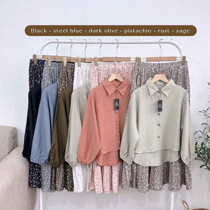 setelan rok oneset rok plisket wanita setelan rok wanita jumbo setelan polo linen