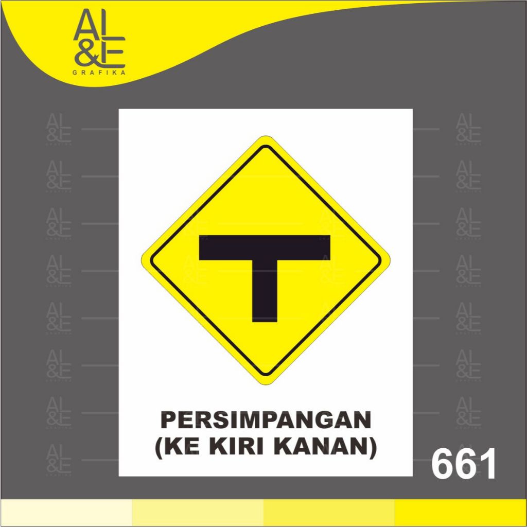 

661 - Stiker Rambu Lalu Lintas, Persimpangan Kekiri dan Kanan, Sticker Vinyl, Premium, Tahan Air