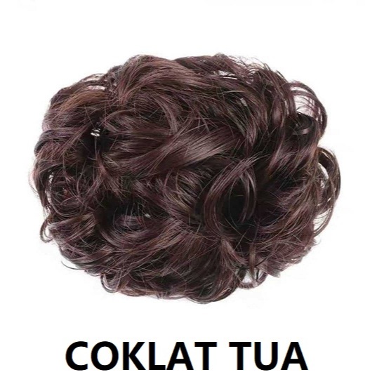 Sanggul Jepit Rambut Palsu Bulat Curly Konde Rambut Palsu Cepol Jedai Rambut Palsu