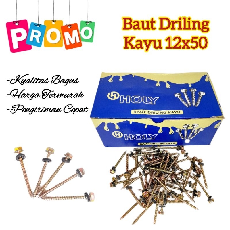 Roofing driling Drilling Kayu 12x50 Baut Roofinc 12 x 50 5cm Sekrup Skrup Kayu Pengencang Kayu Harga