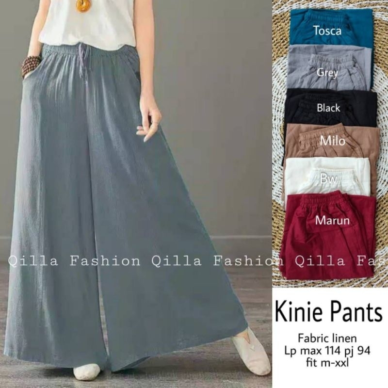 KINIE pants | M-XXL | by QILLA | Linen | Celana panjang kulot palazo wanita polos