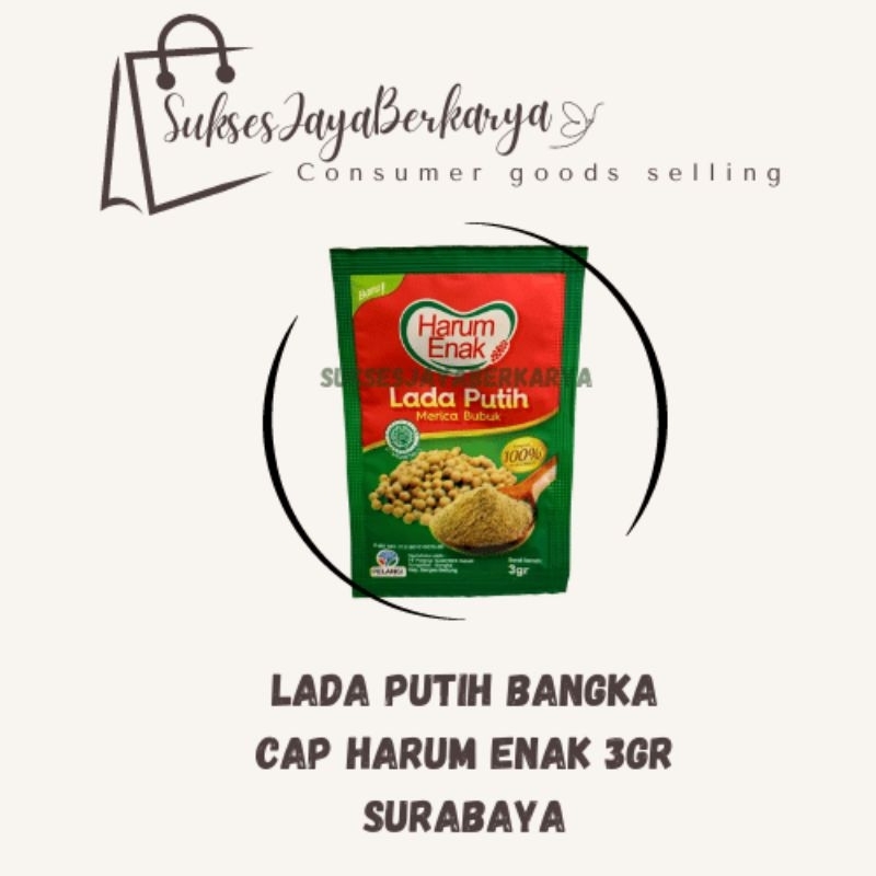 

Lada Putih bubuk khas Bangka Harum Enak kemasan 3gram / Pure White Pepper Powder Harum Enak