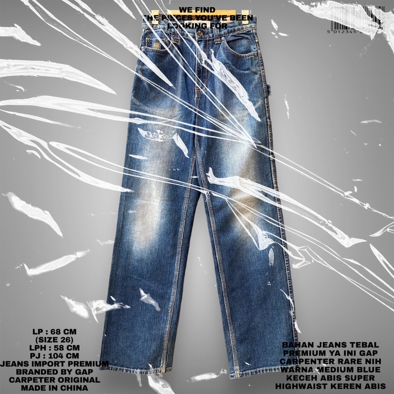 GAP CARPENTER ORIGINAL/GAP JEANS/CARPENTER JEANS/JEANS IMPORT/HIGHWAIST JEANS IMPORT/KULOT JEANS IMP