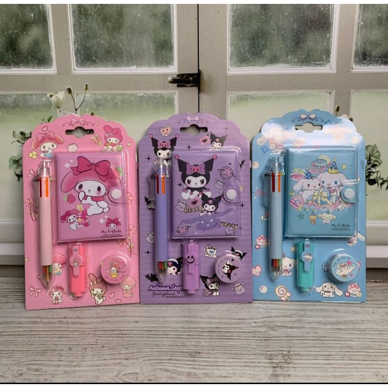 

Paket Alat Tulis 4 In 1 Sanrio Notebook stabilo, Paket Alat Tulis Sanrio Kuromi Cinamorol Alat Tulis Sekolah Murah