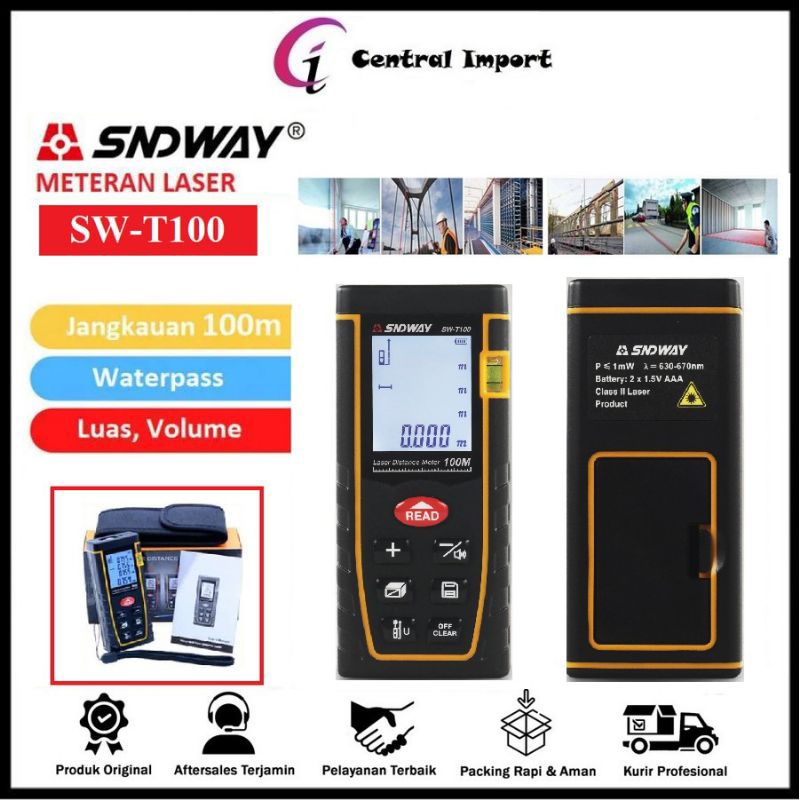 SNDWAY SW-T100 Meteran Laser Digital Distance 100 Meter - Alat Ukur SNDWAY SW-T100