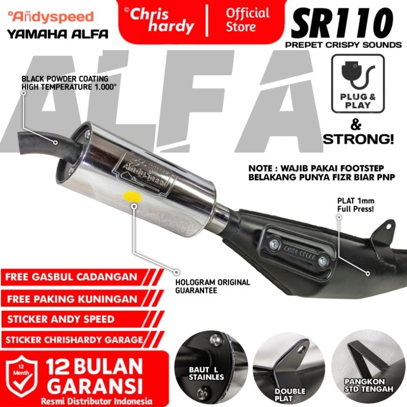 KNALPOT ALFA ANDYSPEED ORIGINAL BERGARANSI 1 TAHUN BUKAN NXL RTX AHM VND HJP EL9 FJP HTX