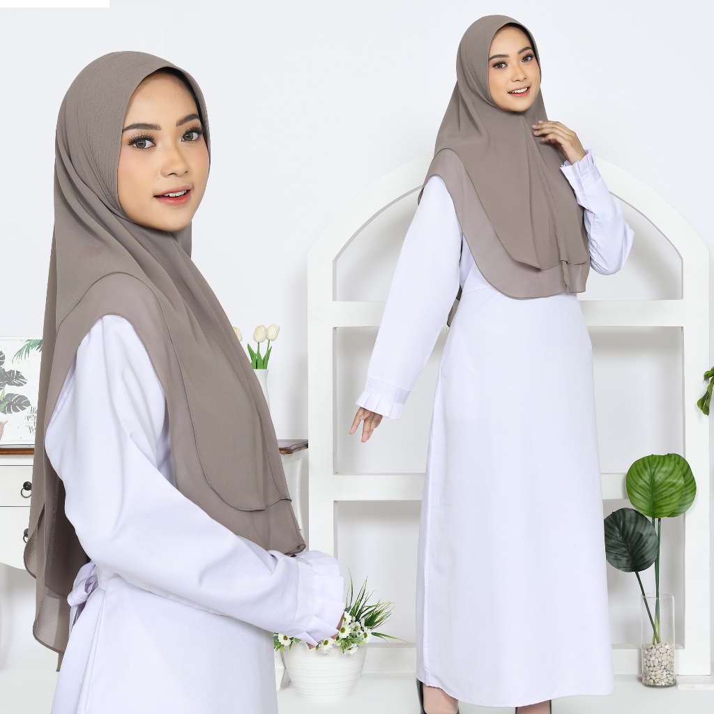 HIJAB SYARI/KHIMAR CERUTY PREMIUM 2 LAYER YUNDA