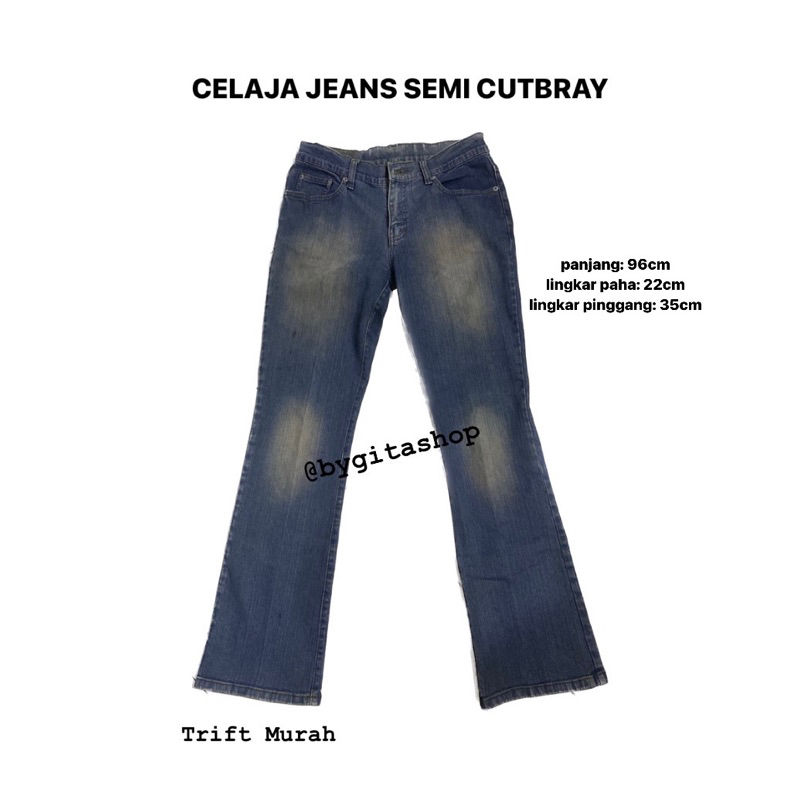 Celana Jeans semi Cutbray Wanita Murah (Thrift)